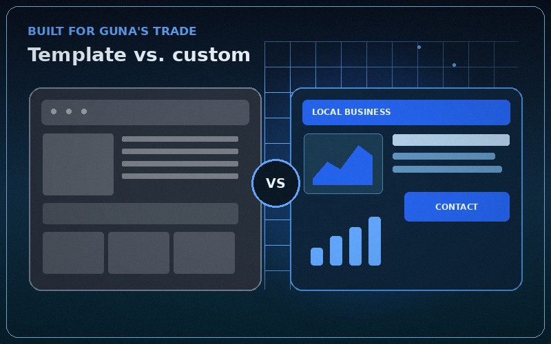 Custom website versus template website comparison for a Guna mandi business