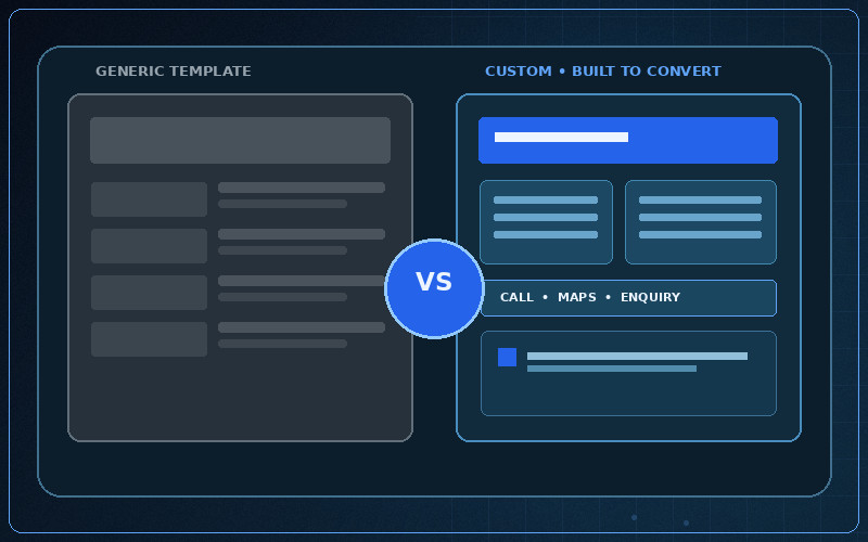 Custom website versus generic template comparison for a Hathras hosiery and hardware trader