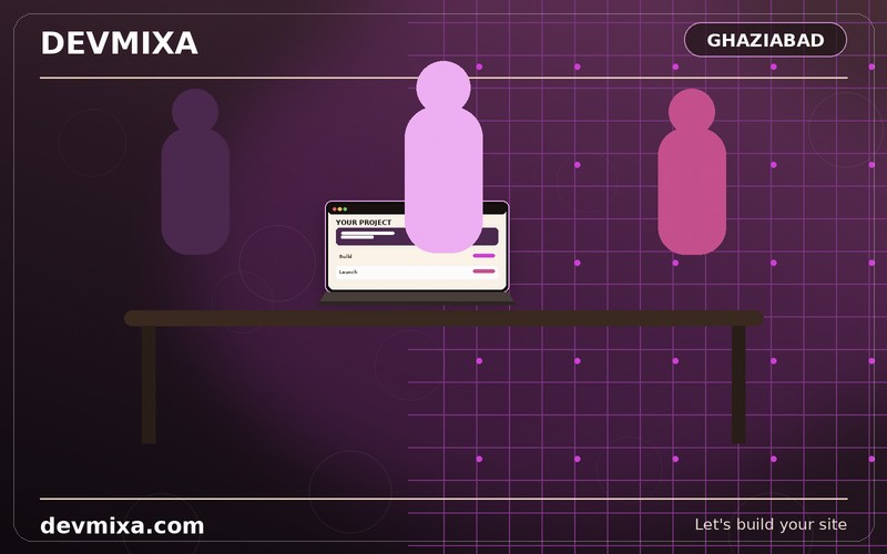 Devmixa team planning a website project for a Ghaziabad business owner