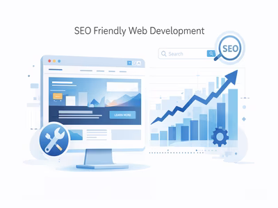 SEO friendly website development with optimized HTML structure clean URLs and fast loading speed