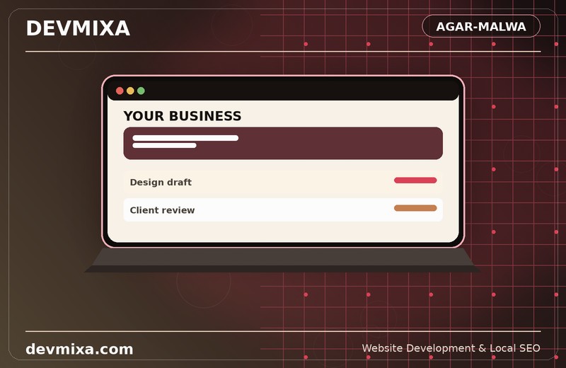 Custom website design mockup for a small business website in Agar Malwa